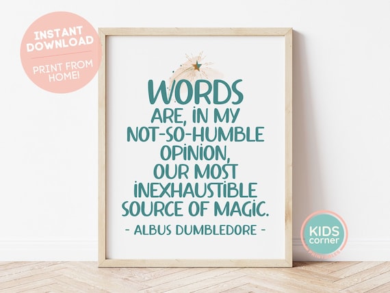 Albus Dumbledore Words Are Magic Quote Poster for Young Readers