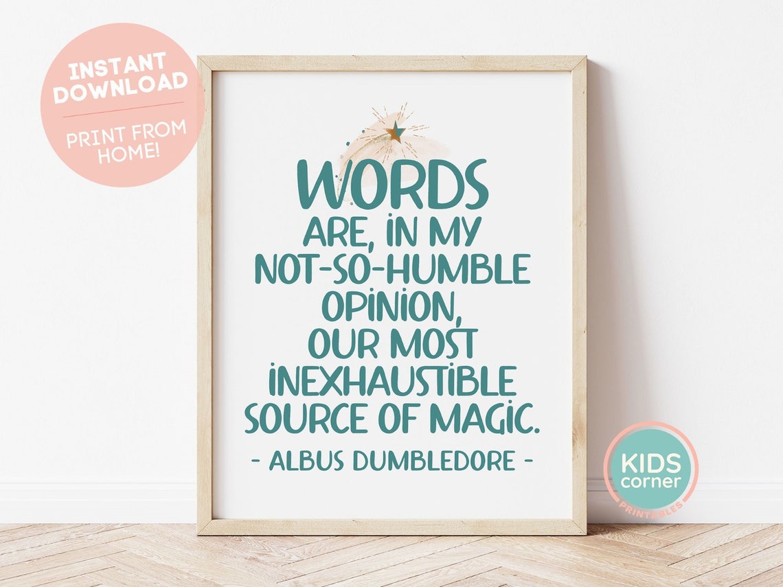 Albus Dumbledore Words Are Magic Quote Poster for Young Readers