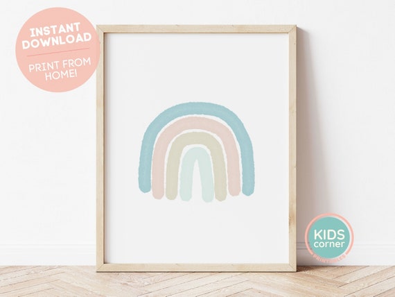 Neutral Rainbow Wall Art Rainbow Nursery Decor Instant Wall Art Art Neutral Room Kids Wall Art
