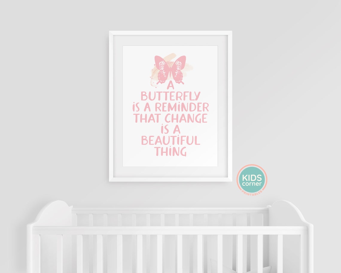 Butterfly Reminder Change Is A Beautiful Thing Pink Art Poster - Image 3