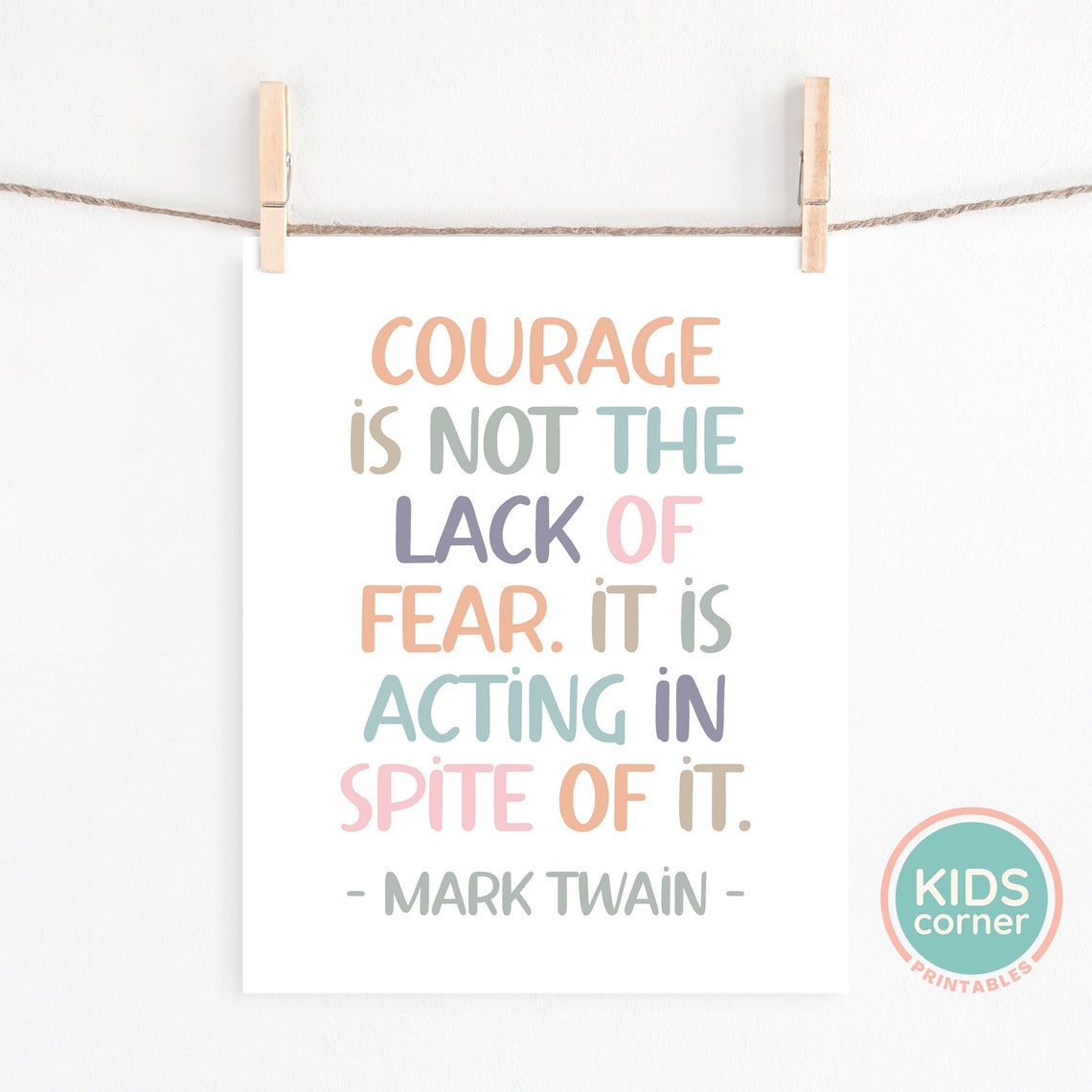 Mark Twain Courage Quote Poster Colorful Kids Room Typography - Image 3