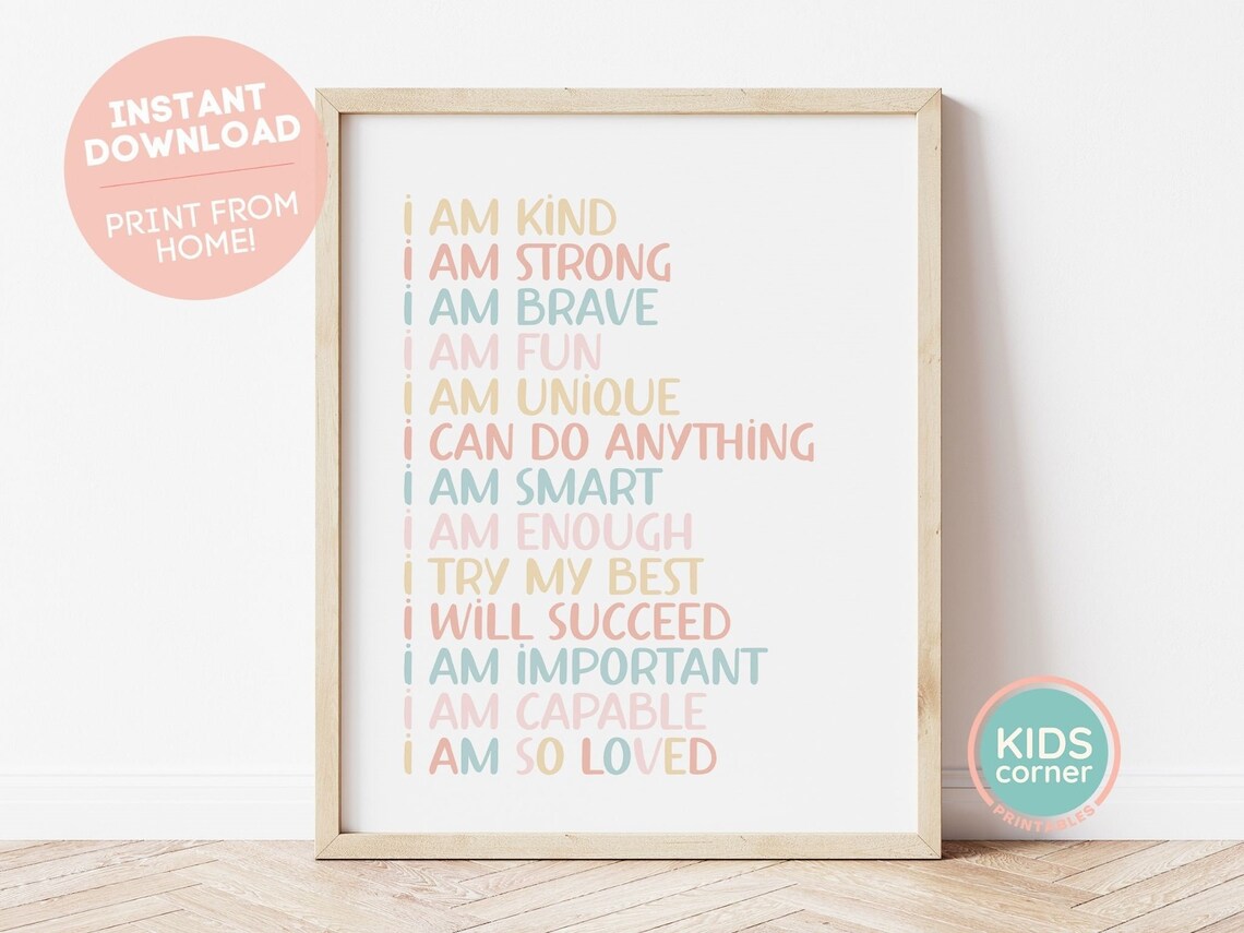 I Am So Loved Affirmations for Kids Poster