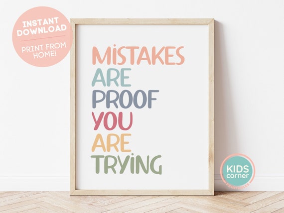 Mistakes Are Proof You Are Trying Boho Art Print