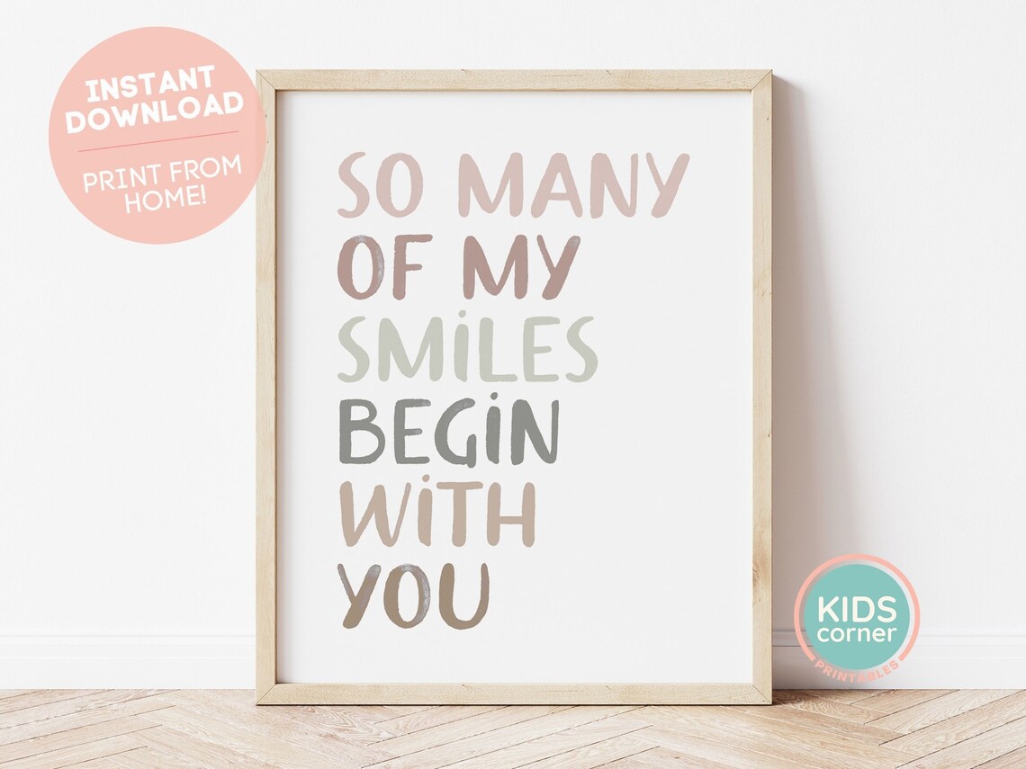 So Many Of My Smiles Begin With You Neutral Love Quote Poster