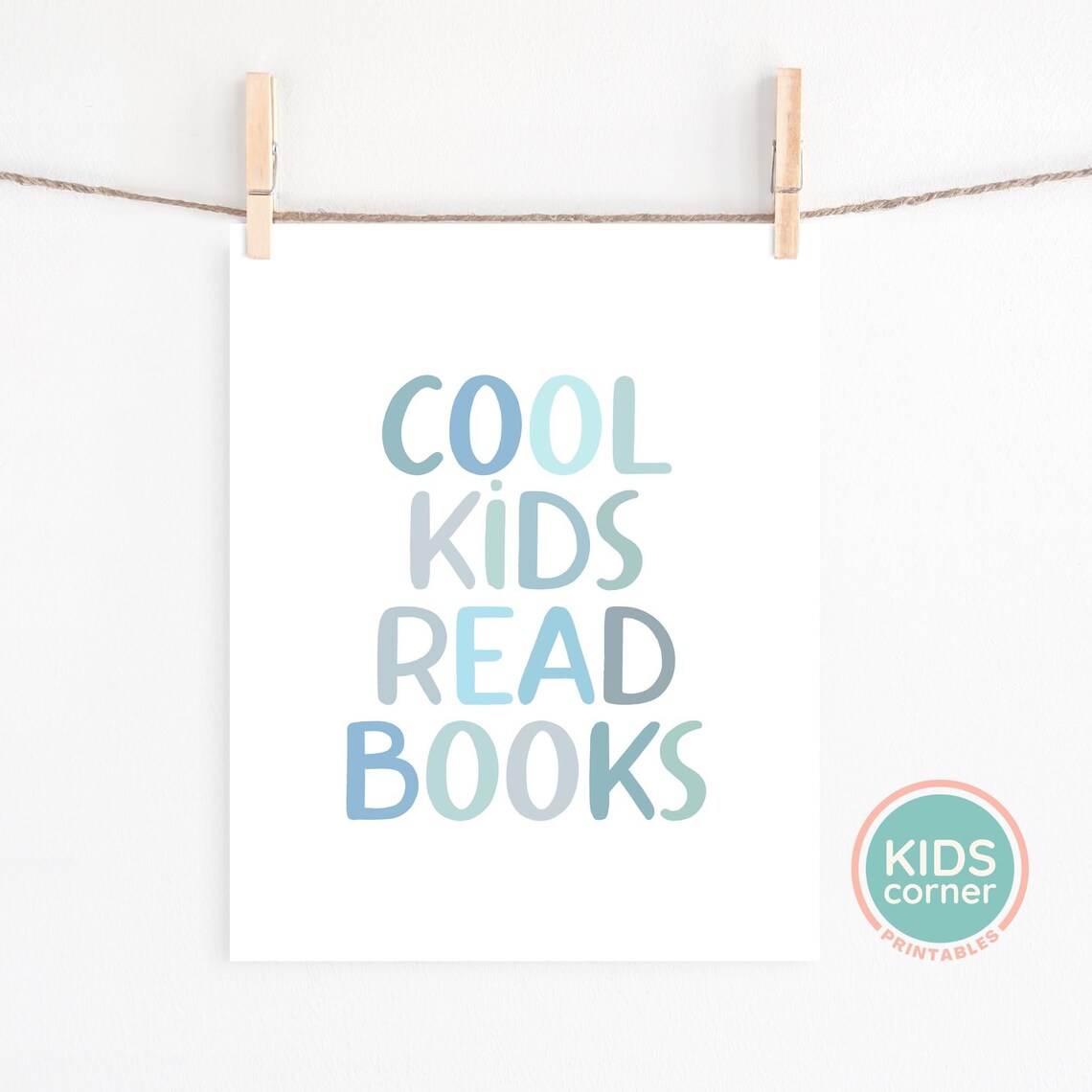 Cool Kids Read Books Blue Lettering Reading Nook Kids Poster - Image 2