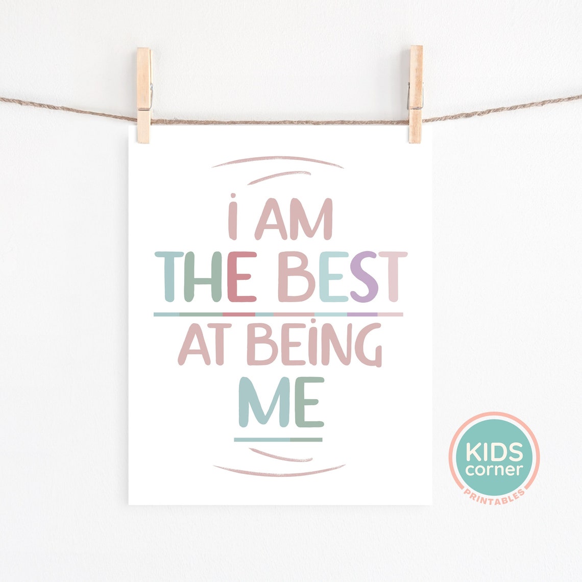 I Am The Best At Being Me Pastel Hand Lettered Affirmation Art Poster - Image 2