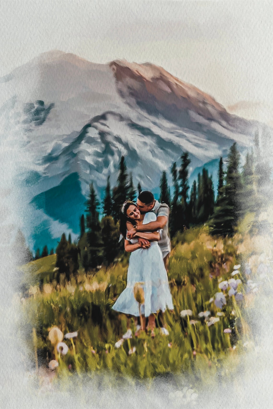 Wedding Couple Kissing in an Ivy Covered Stone Church Doorway Poster - Image 3