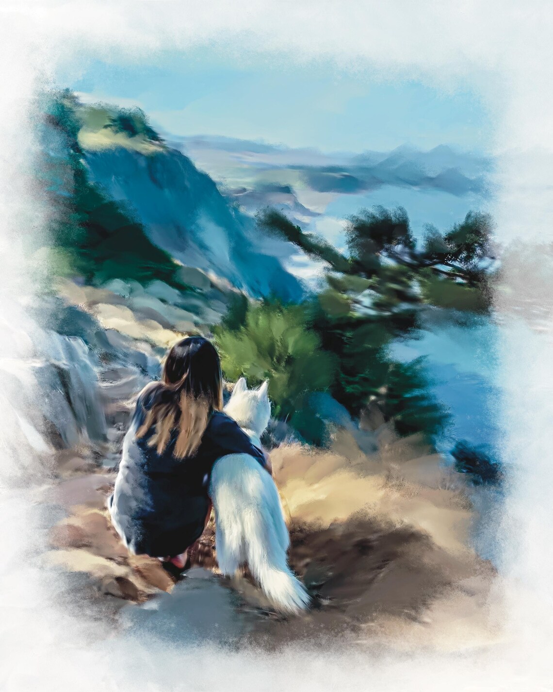 Custom Watercolor Mother Holding Her Toddler in a Sunny Meadow Poster - Image 3