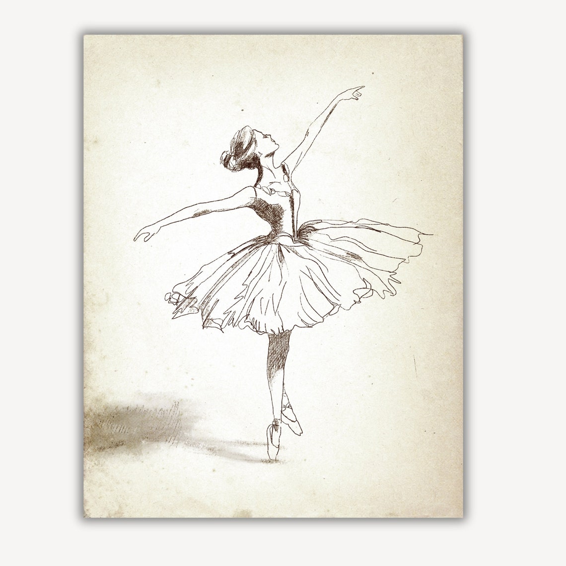 Vintage Ballerina Sketch Dancing Dancer Pencil Drawing Art Poster - Image 4
