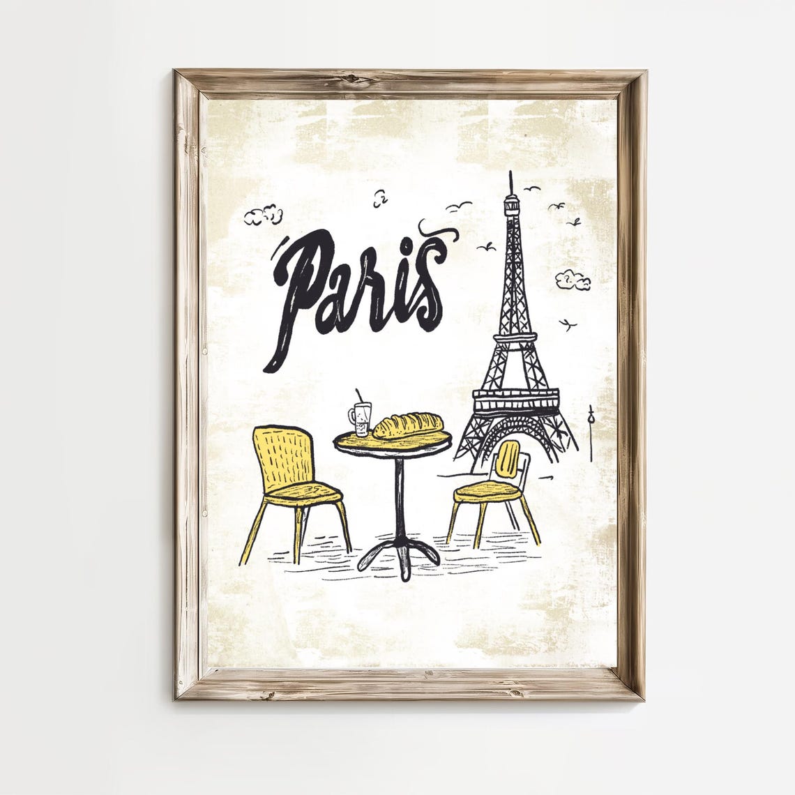 Paris Eiffel Tower Cafe Sketch Vintage France City Travel Poster - Image 4