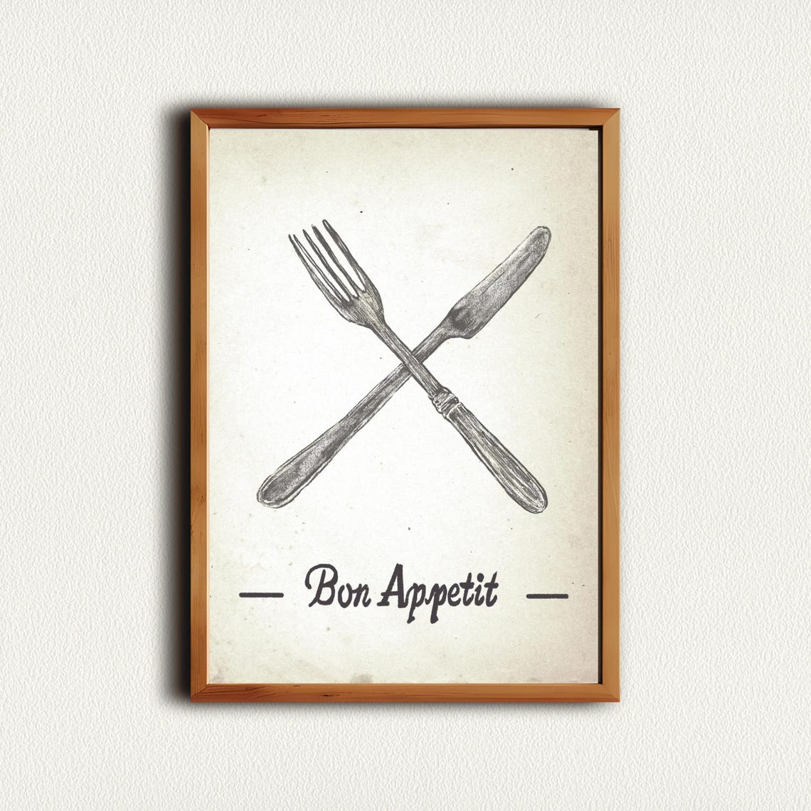 Bon Appetit Crossed Fork Knife Vintage French Bistro Kitchen Poster - Image 4