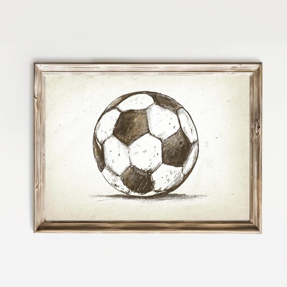 Vintage Soccer Ball Nursery Print Football Kids Room Sketch Sports Gallery Wall Gender Neutral Soccer Ball Prints Boys Room