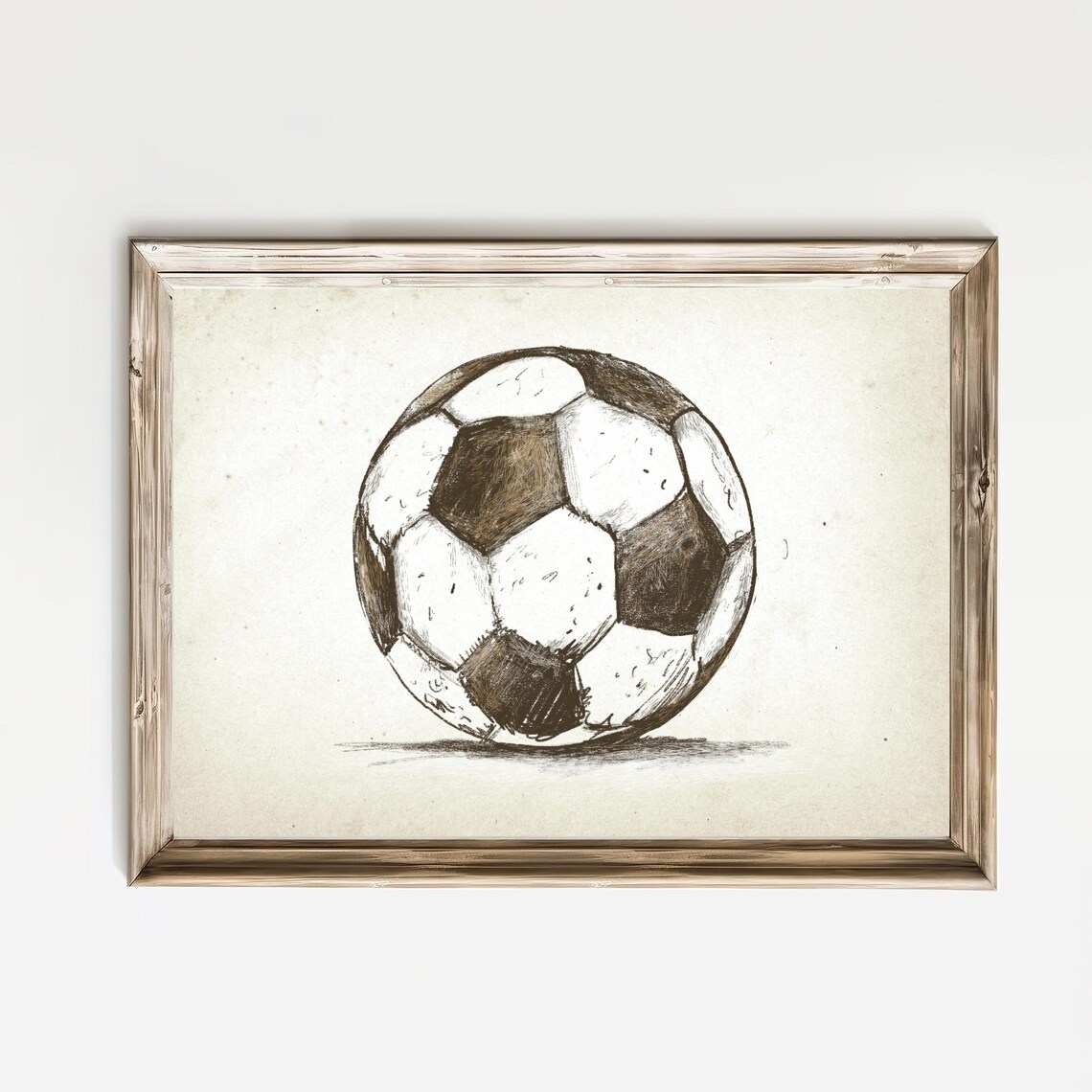 Vintage Soccer Ball Sepia Ink Sketch Classic Sports Nursery Poster