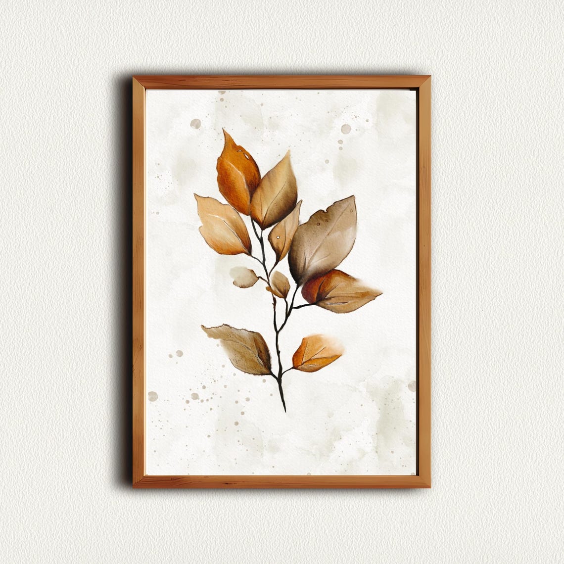 Golden Autumn Leaves Branch Watercolor Fall Botanical Wall Art - Image 4