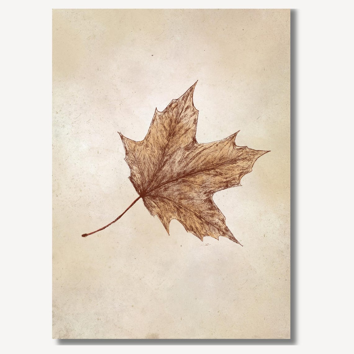 Vintage Brown Maple Leaf Botanical Autumn Fall Decor Art Print - Image 2