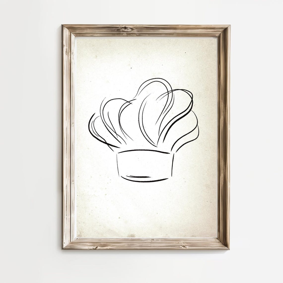 Minimalist Chef Hat Line Drawing Kitchen Decor Bistro Poster
