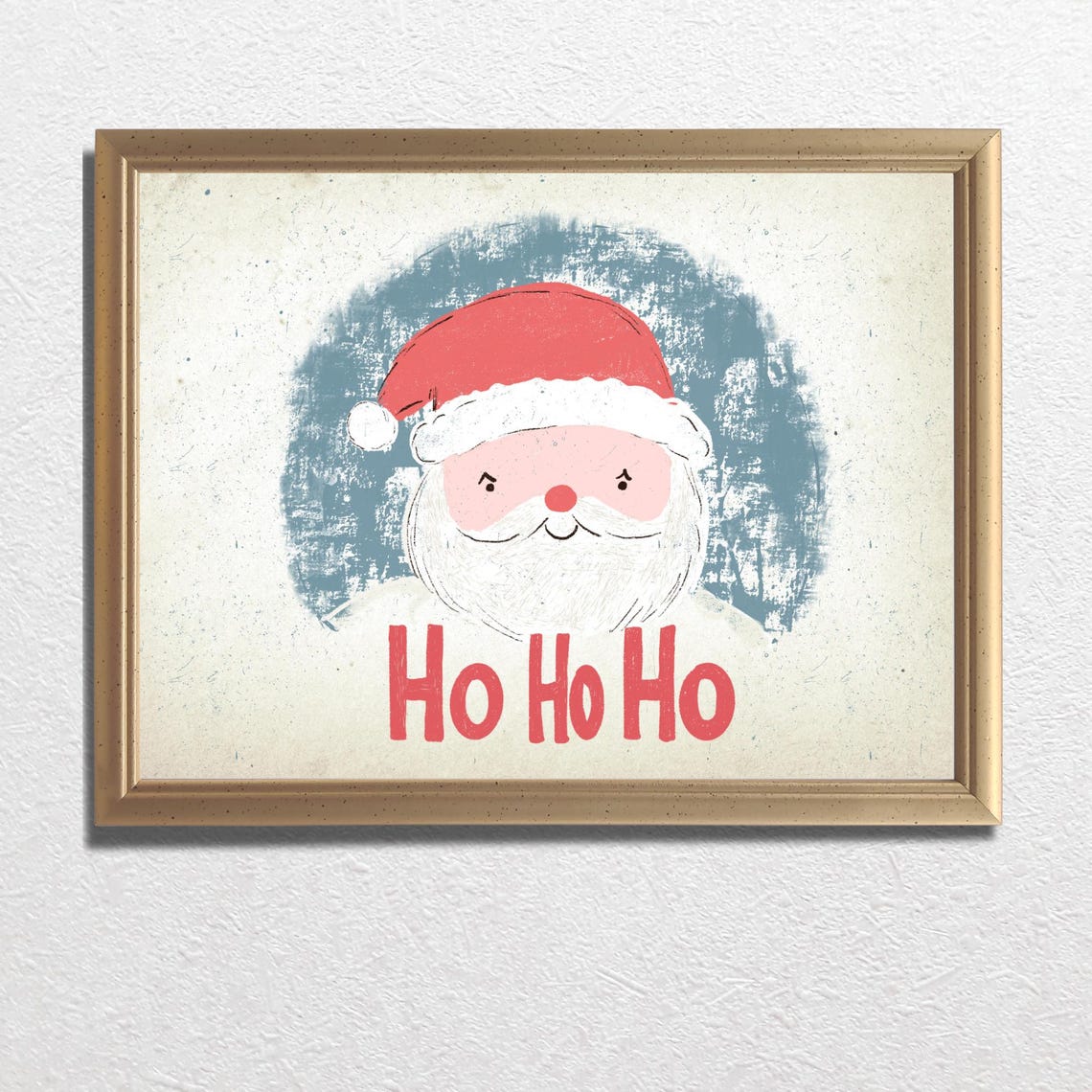 Whimsical Smiling Santa Face Ho Ho Ho Nursery Christmas Wall Art - Image 3