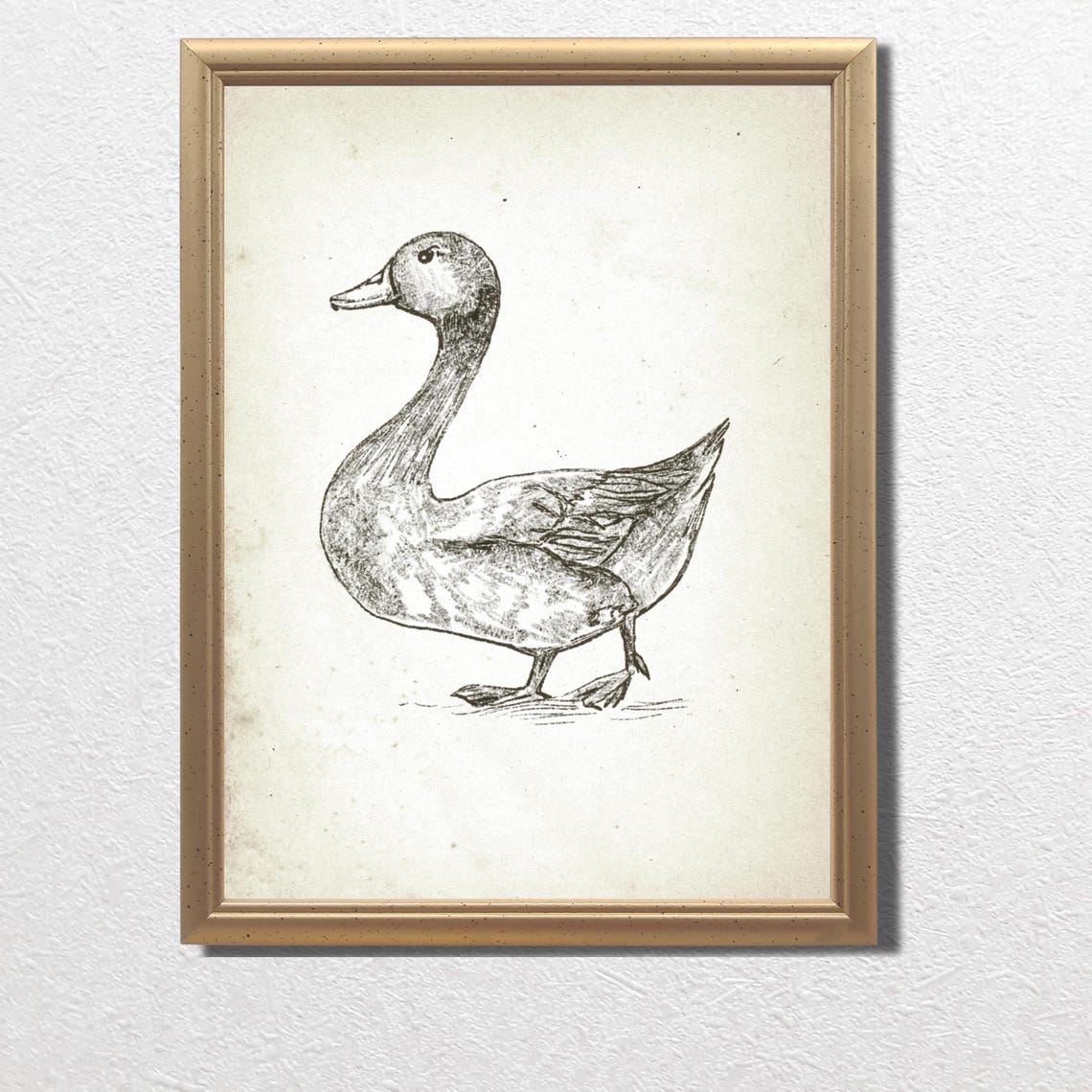 Vintage Walking Duck Sepia Sketch Rustic Farmhouse Nursery Poster - Image 3