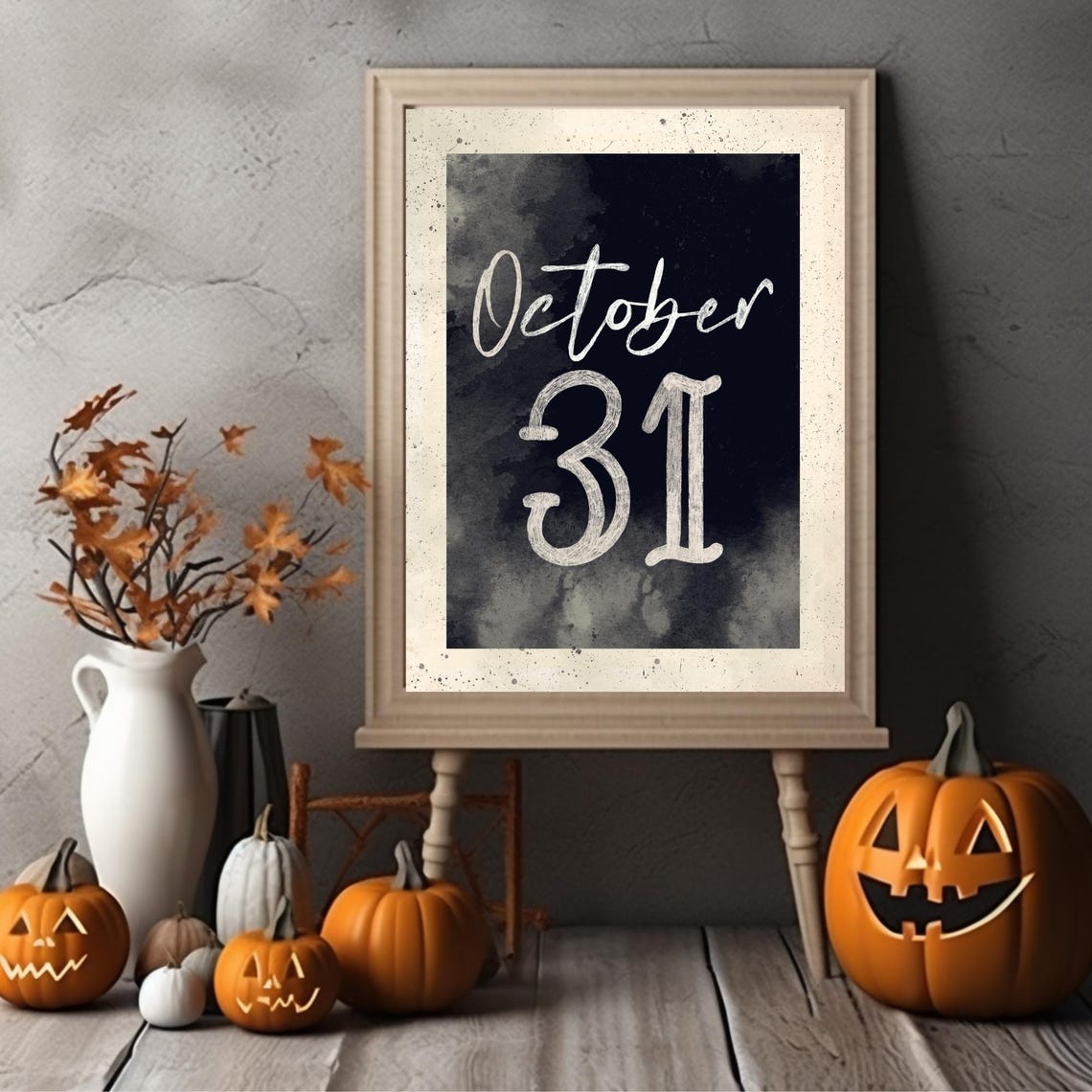 Vintage October 31st Halloween Typography Chalkboard Art Poster - Image 3