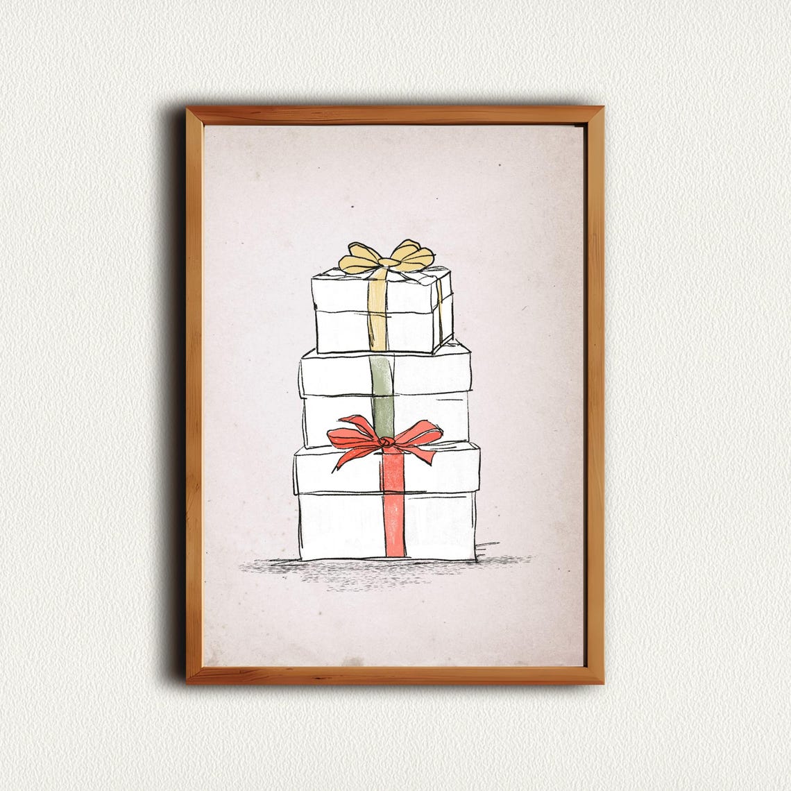 Stacked Christmas Gift Boxes In Vintage Holiday Sketch Style Poster - Image 3