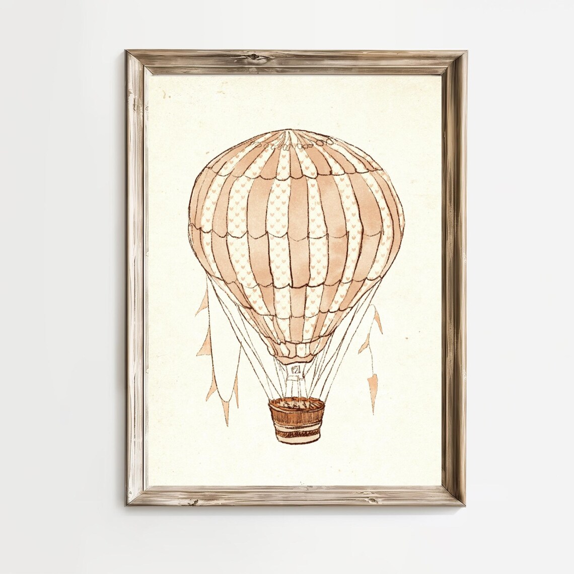 Vintage Pink Hot Air Balloon Nursery Art Print