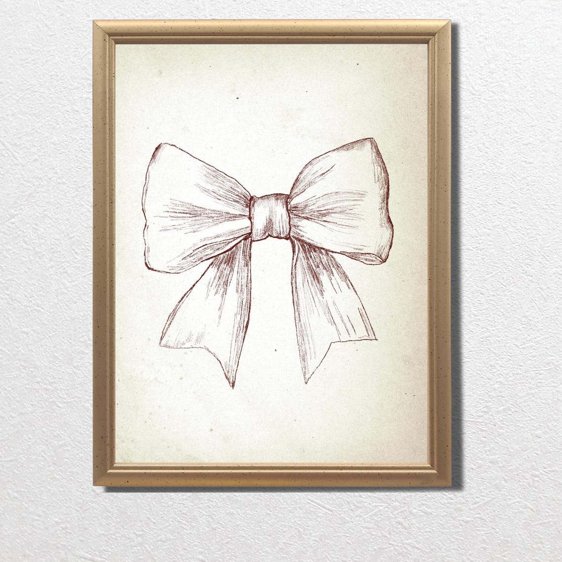 Vintage Blush Bow Sketch Coquette Western Preppy Nursery Wall Art - Image 3