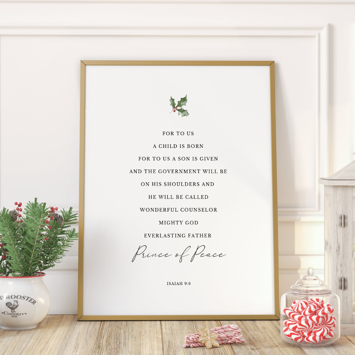 For Unto Us a Child Is Born Isaiah 96 Christmas Scripture Poster