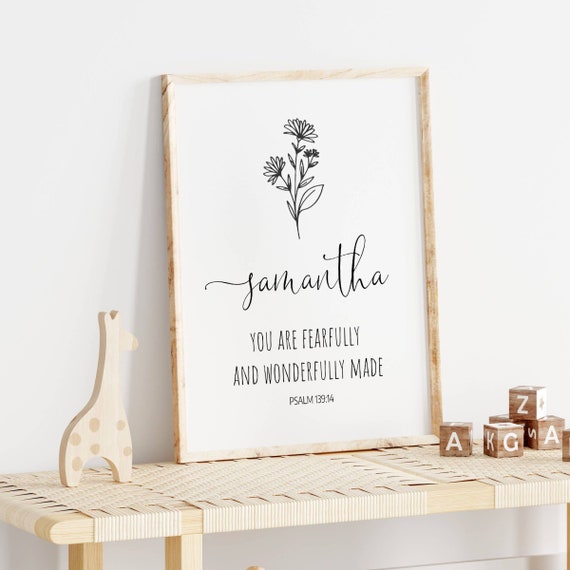 Christian Nursery Decor Girl Nursery Wall Art Christian Decor Nursery Baby Shower Gift Nursery Bible Verse Wall Art Girl Room Psalm 13914