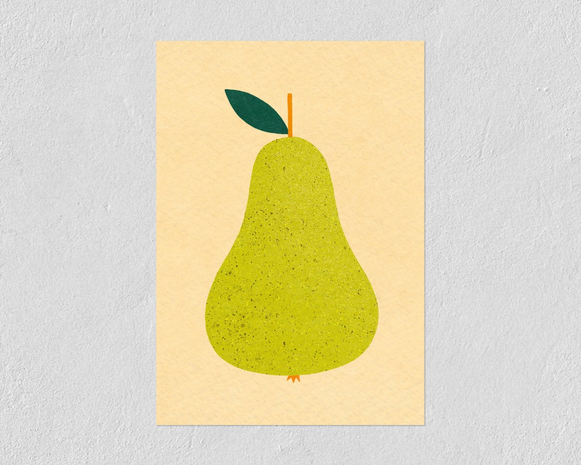 Speckled Green Pear Minimal Fruit Illustration Modern Kitchen Poster - Image 2