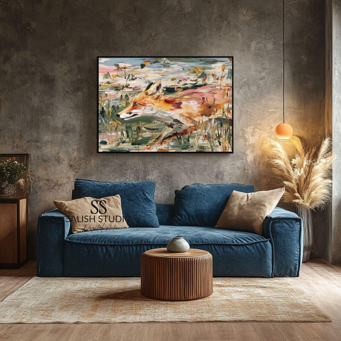 Moody Fox Watercolor Painting Rustic Autumn Wildlife Art