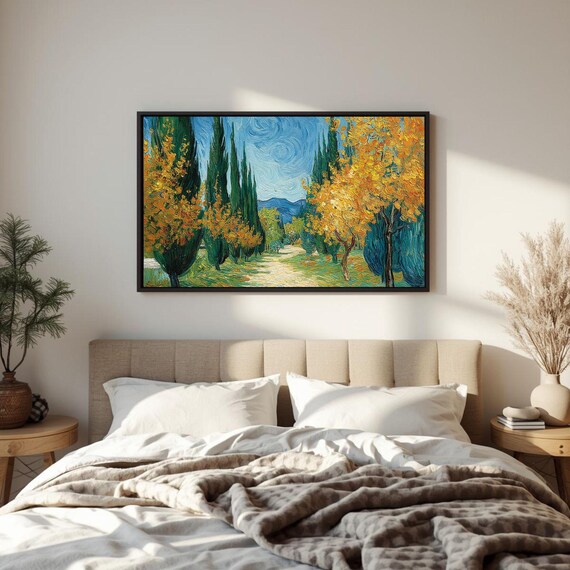 Autumn Maple Tree Landscape Art Rustic Warm Colors
