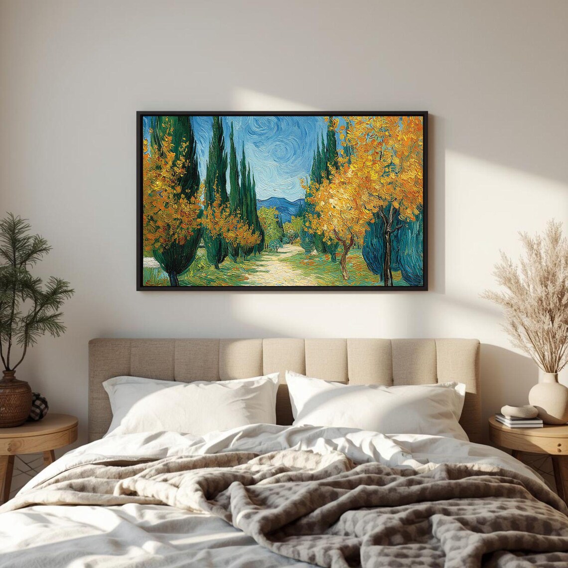 Autumn Maple Tree Landscape Art Rustic Warm Colors