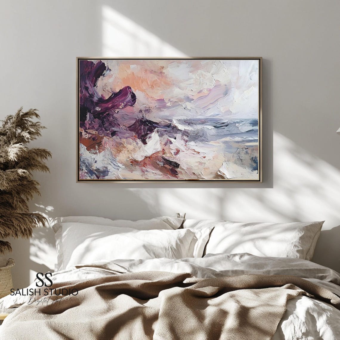 Blush Purple Abstract Brushstroke Soft Pastel Painting Poster