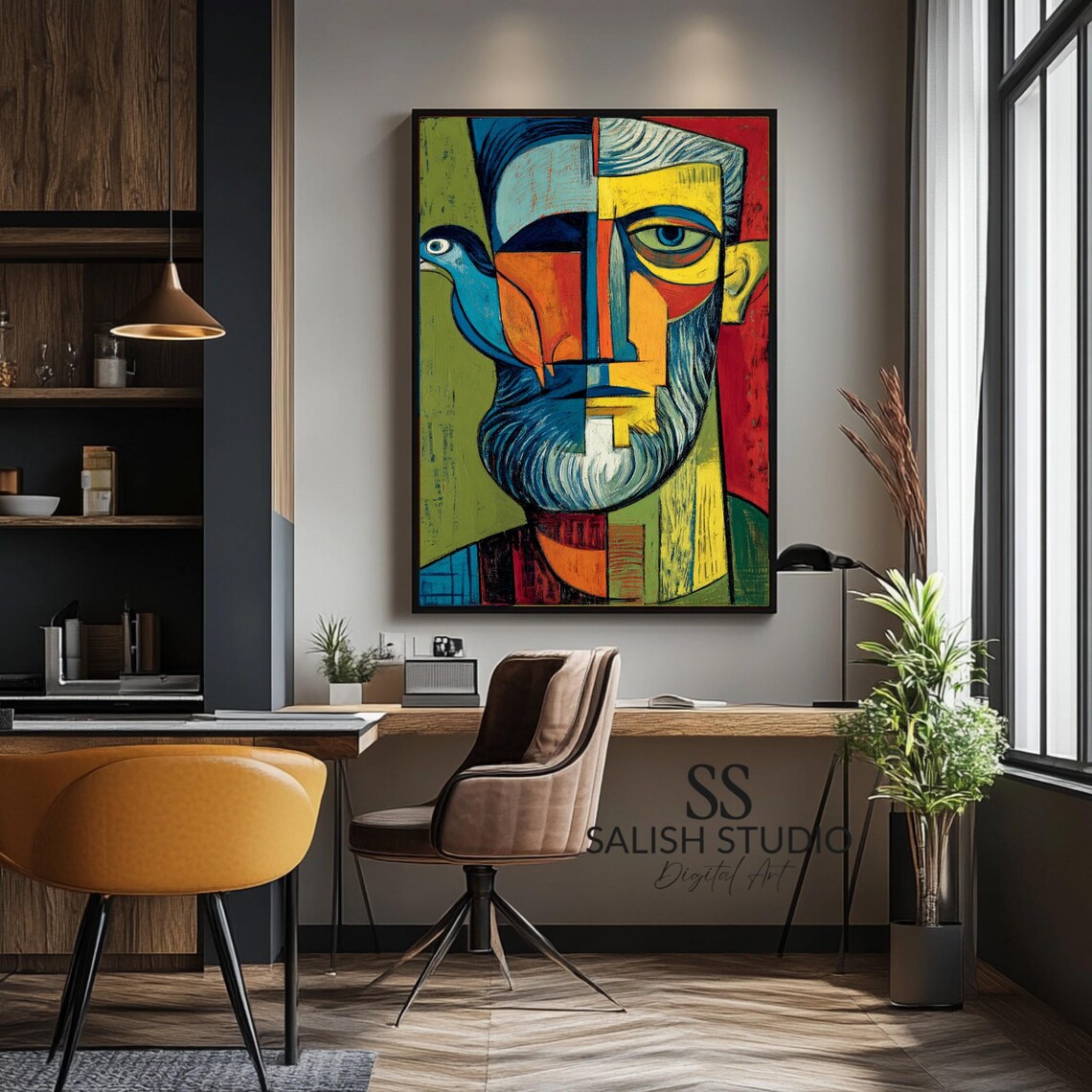 Christ Portrait Cubist, Religious Pop Art Print