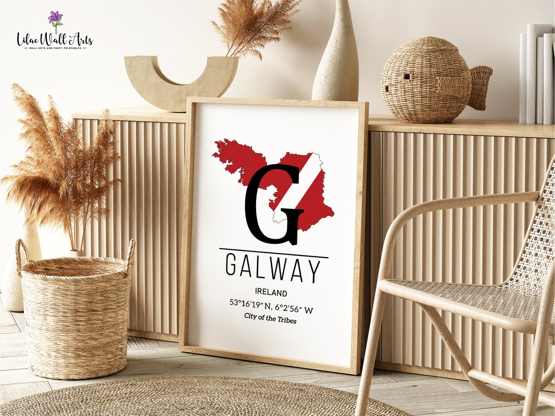 Galway Ireland City Of The Tribes Coordinates Map Travel Poster - Image 5