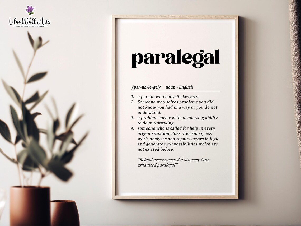 Paralegal Definition Lawyer Gift Wall Art Print