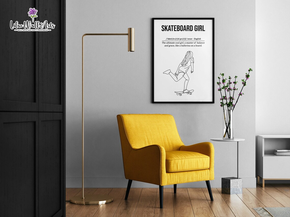 Skateboard Girl Definition Art Print, Teen Decor - Image 2