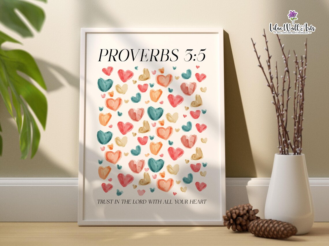 Proverbs 3 5 6 Trust In The Lord Modern Scripture Art Proverbs Wall Art Bible Poster Cute Christian Dcor Trendy Christian Daily Scripture - Image 3