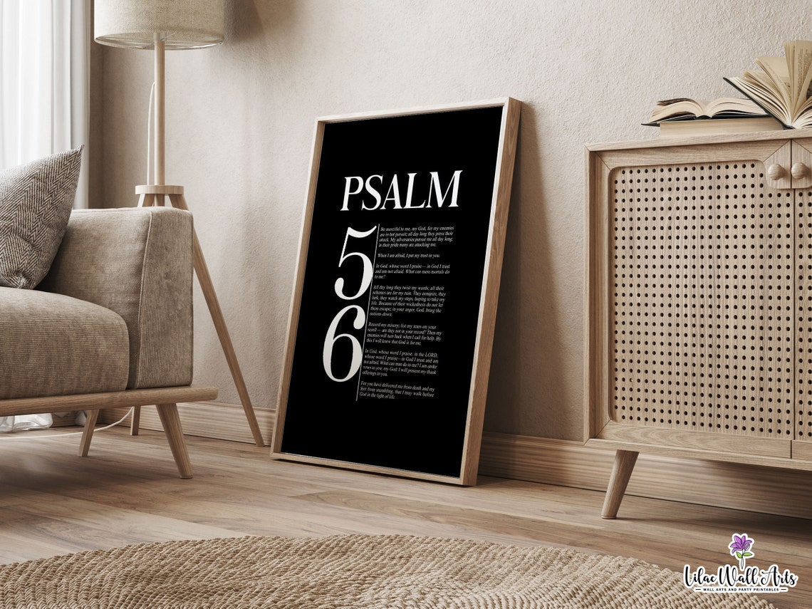 Psalm 56 When I Am Afraid Modern Typographic Bible Verse Art Print - Image 3