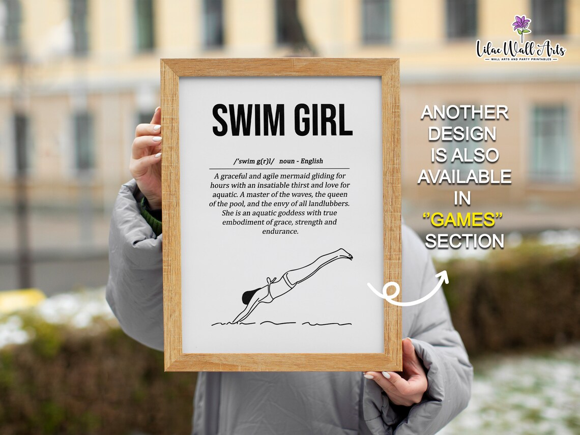 Swim Girl Definition Art, Sports Team Print - Image 4