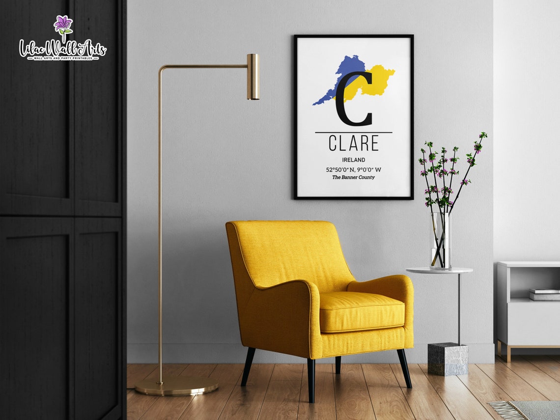 County Clare Ireland Print Ireland Art Irish Art Ireland Wall Art Map Of Ireland Map Cliffs Of Moher Counties Of Ireland Irish Counties - Image 3