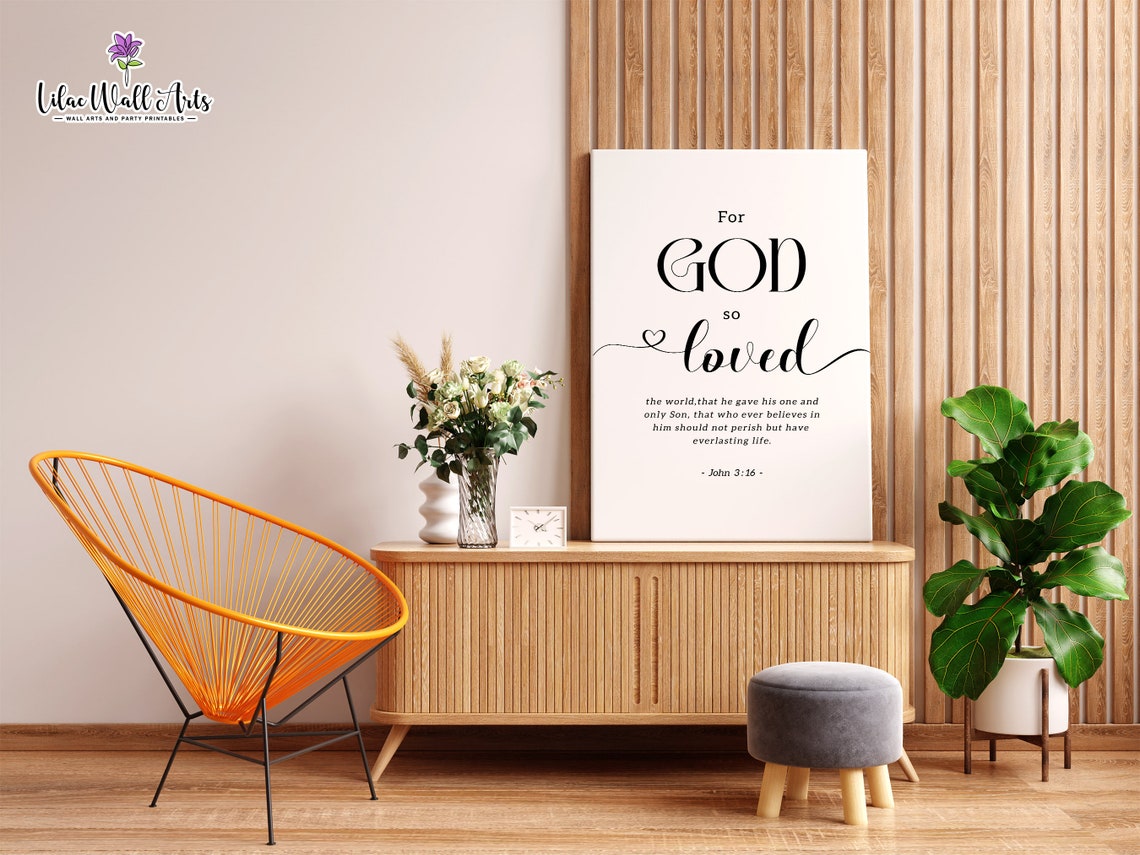John 316 For God So Loved Bible Verse Wall Art Minimalist Scripture Baptism Gift Scripture Art Christian Sign Religious Gift - Image 5