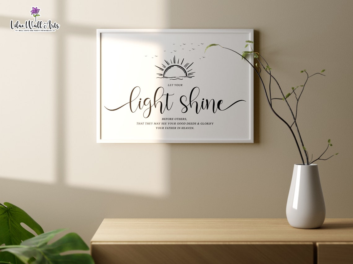 Matthew 5 14 16 Let Your Light Shine Biblical Wall Dcor Biblical Wall Art Boho Christian Art Biblical Scripture Bible Artwork Bible Verse - Image 4