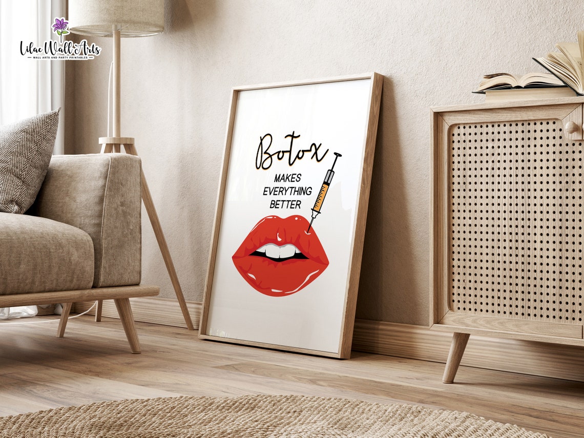 Botox Makes Everything Better Funny Red Lips Beauty Quote Poster - Image 4