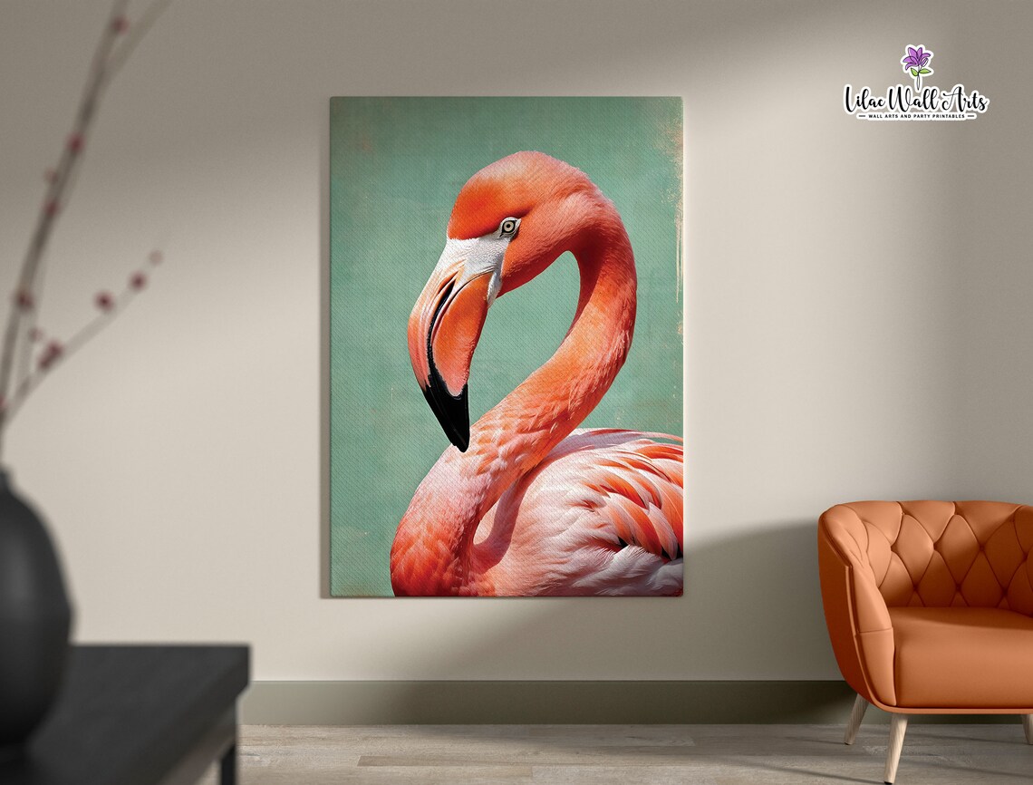 Retro Flamingo Art Print, Maximalist Bird Decor - Image 2