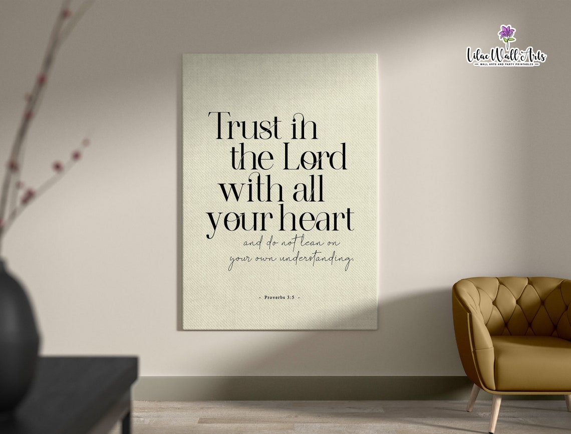 Proverbs 3 5 6 Proverbs Wall Art Trust In The Lord Biblical Art Modern Christian Art Bible Verse Wall Art Daily Scripture Sign Bible Artwork - Image 2