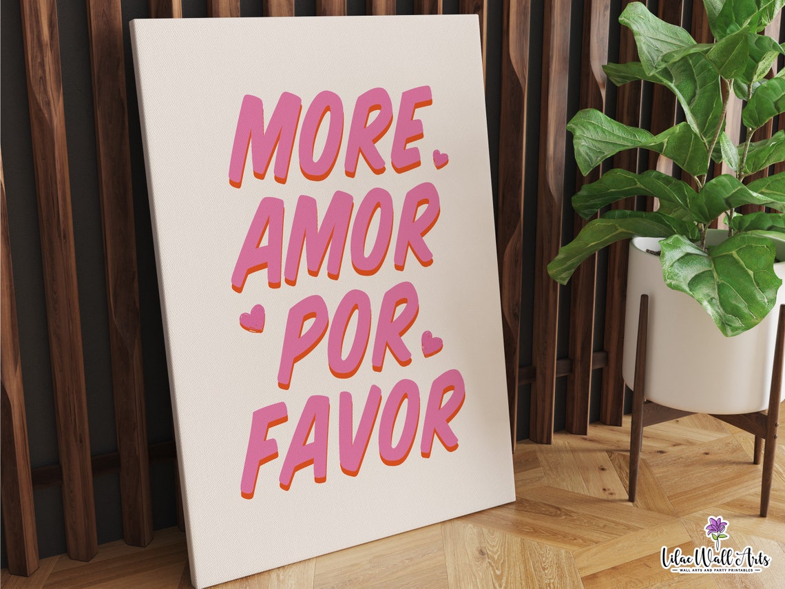 More Amor Por Favor Bold Pink Typography Maximalist Wall Poster - Image 4