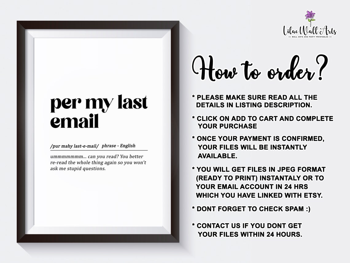 Per My Last Email Definition Funny Office Humor Typography Poster - Image 2