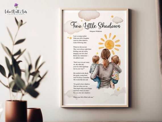 Two Little Shadows Mothers Day Poem Mother Of Twin Mom Gift Boy Mama Gift Mother Poem To Mom Poem Print Baby Poem Mom Of Two Gift
