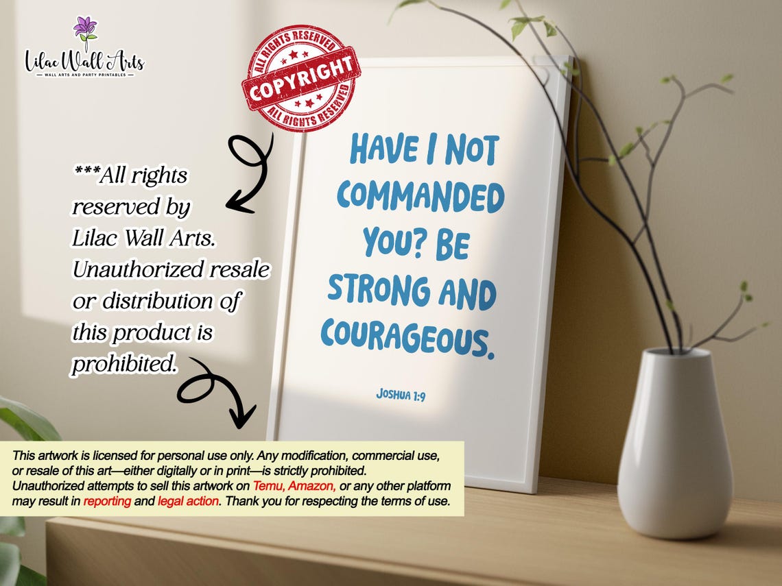 Joshua 1:9 Have I Not Commanded You Be Strong Courageous Poster - Image 3